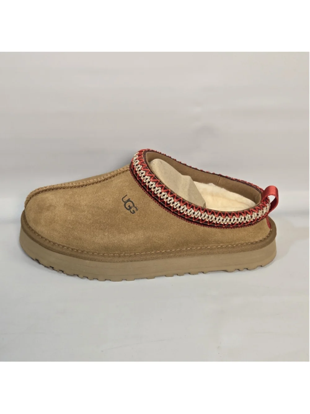 UGG Tazz Slippers Big Kids 4 Brown Clogs Suede Cozy Slip On Shoes NIB $100